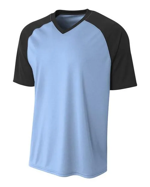 A4 Jersey de softball con cuello en V raglan Strike Performance