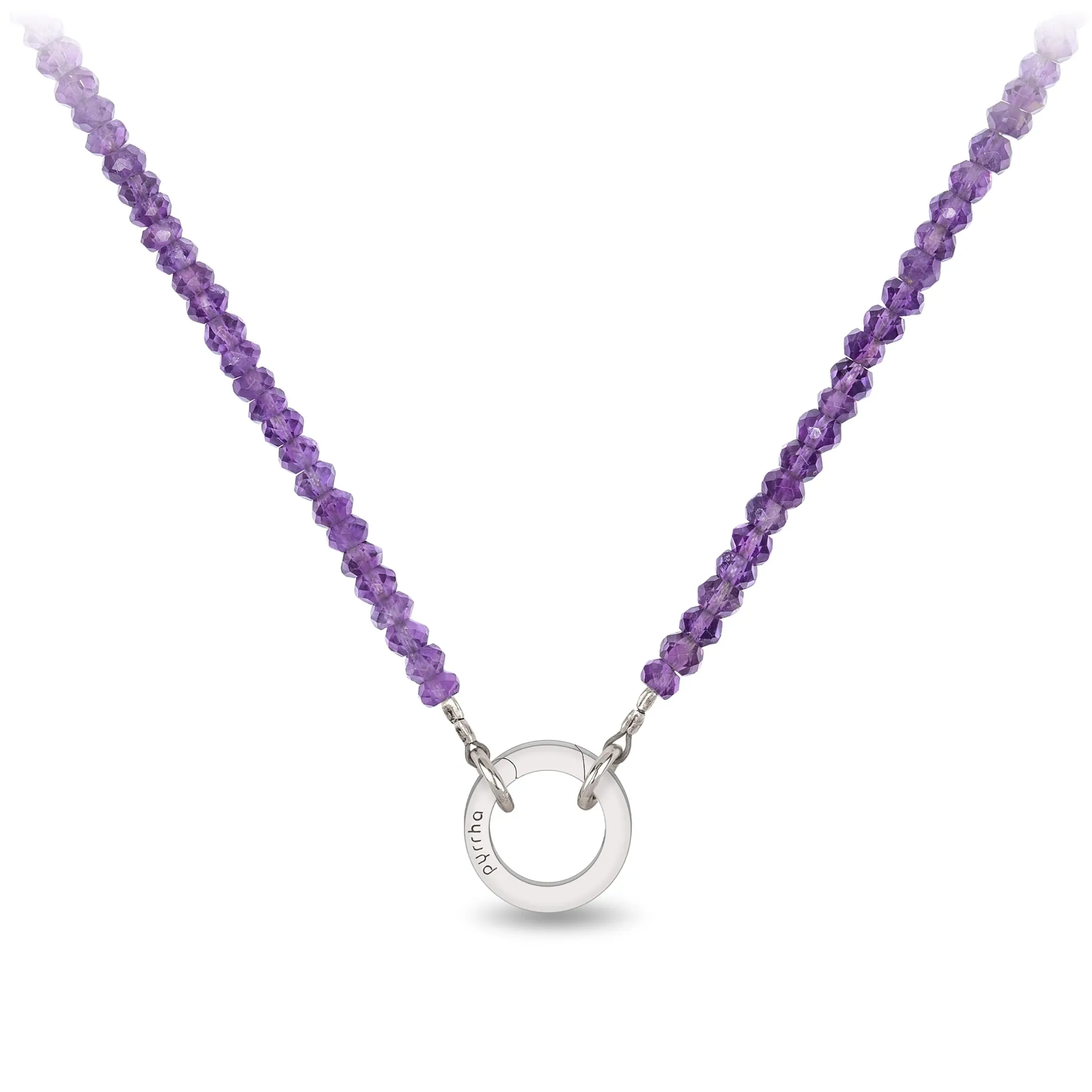 Amethyst Faceted Stone Choker with Talisman Clip