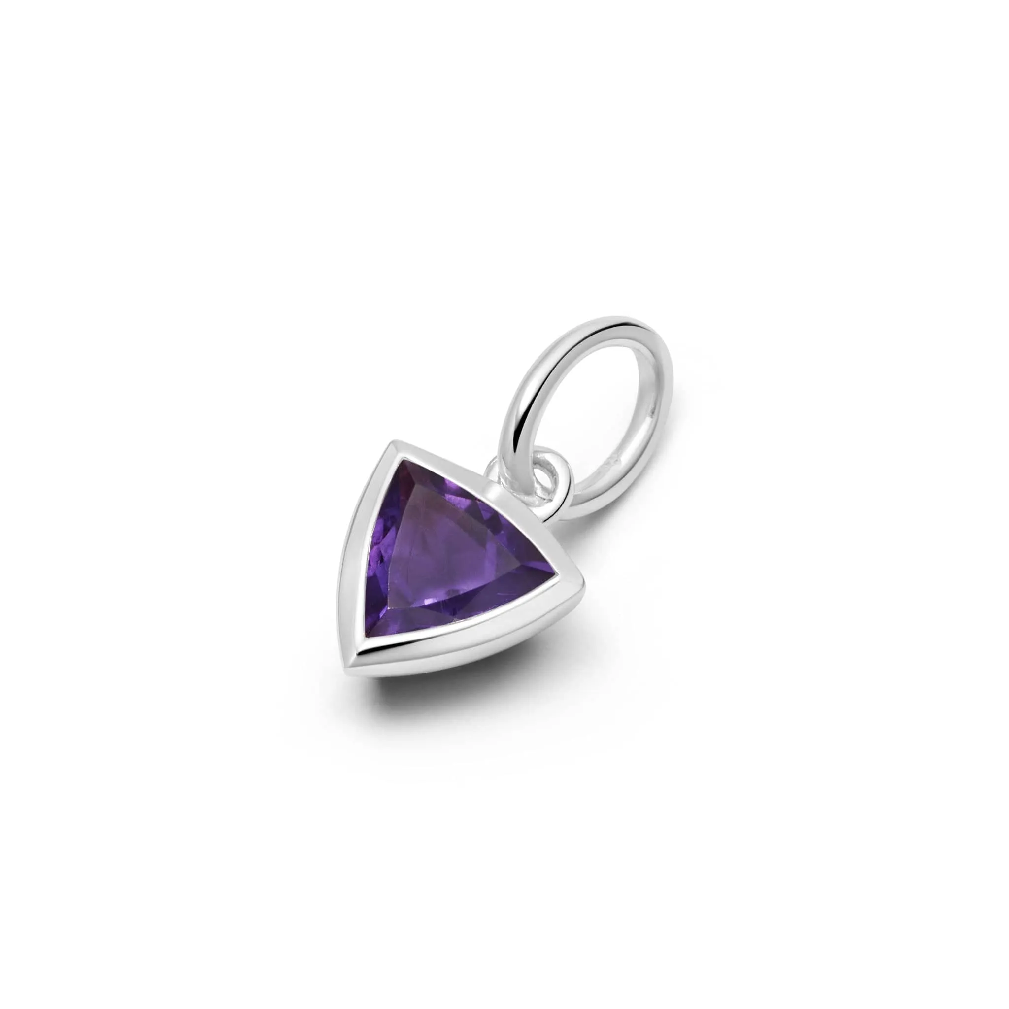 Amethyst February Birthstone Charm Pendant Sterling Silver