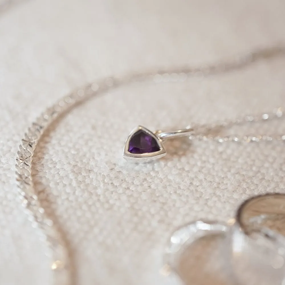 Amethyst February Birthstone Charm Pendant Sterling Silver