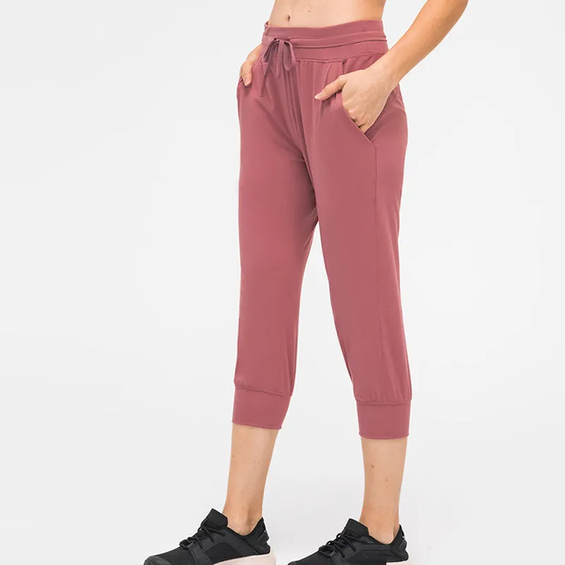 Amy Fashion - Crop Running Active Lounge Jogger Capris Pants