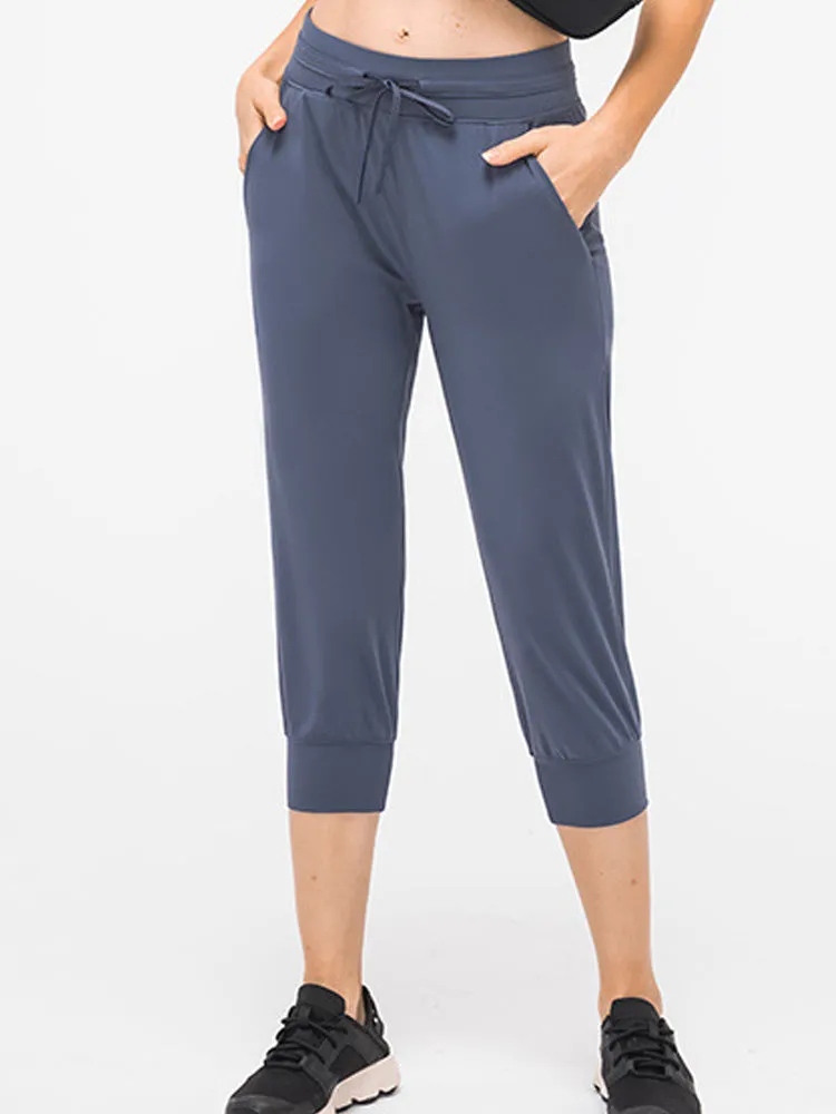 Amy Fashion - Crop Running Active Lounge Jogger Capris Pants