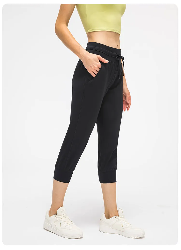 Amy Fashion - Crop Running Active Lounge Jogger Capris Pants