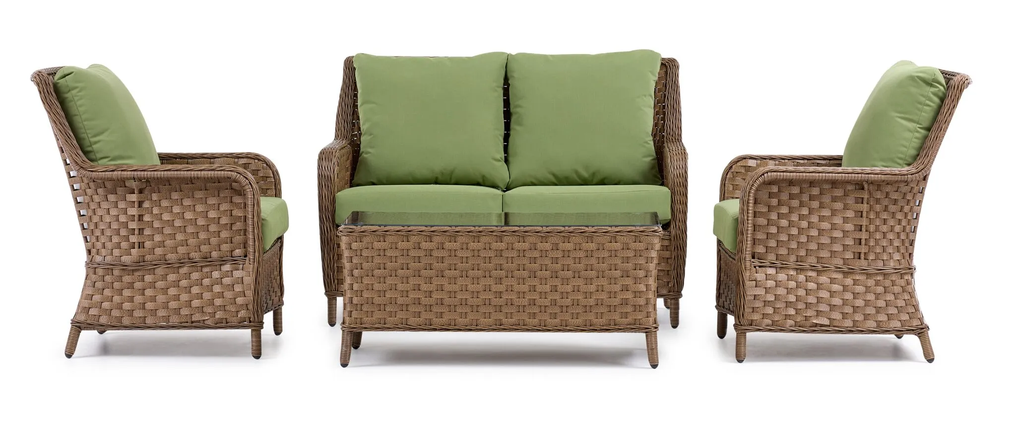 Aosta 4-Piece Conversation Set - Brown,Green