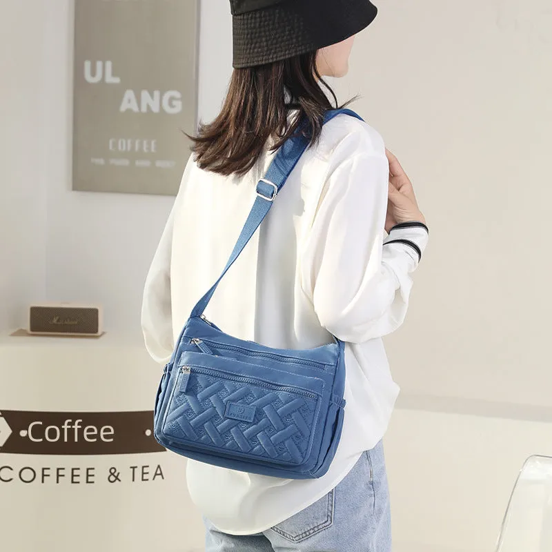 Bag women's new nylon shoulder crossbody bag middle-aged mother's bag canvas women's bag large capacity multi-layer oxford cloth