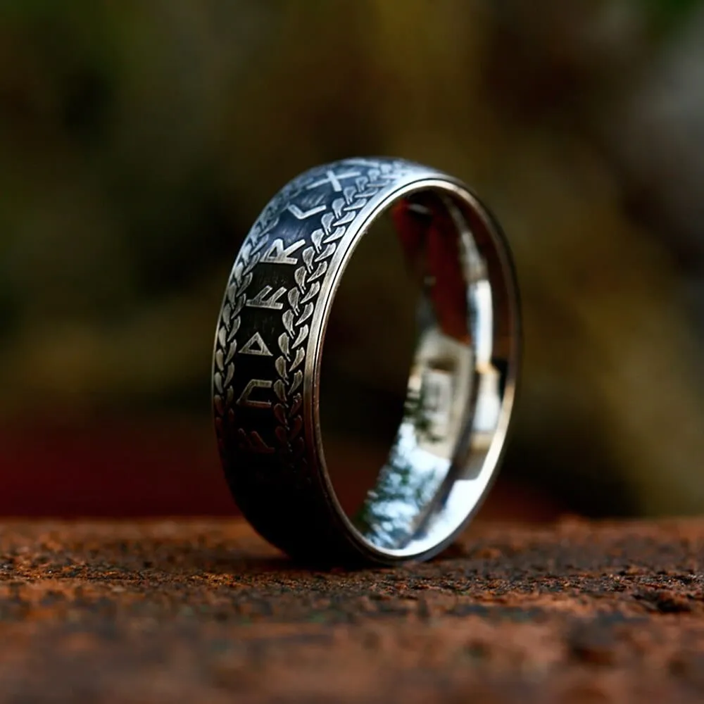 Bague Viking "Anneau de Midgard Tressé de Runes"