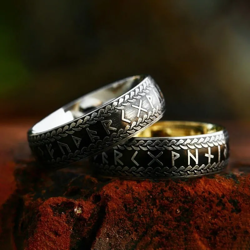 Bague Viking "Anneau de Midgard Tressé de Runes"