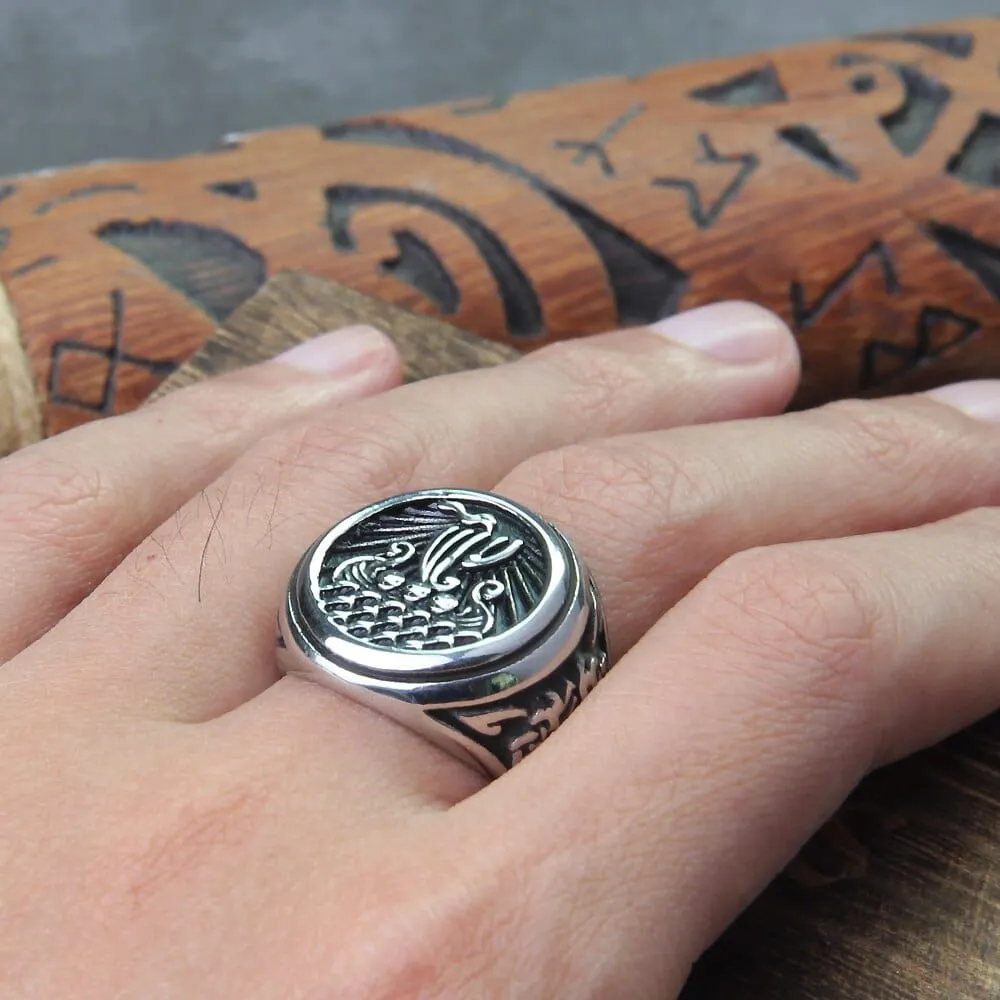 Bague Viking "Bague de Jormungandr: Le Drakkar Éternel"