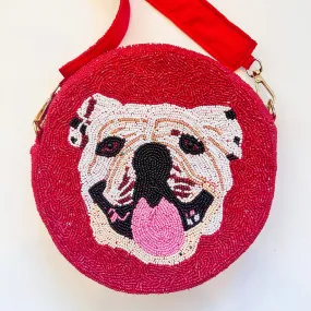 Beaded Round Bulldog Handbag