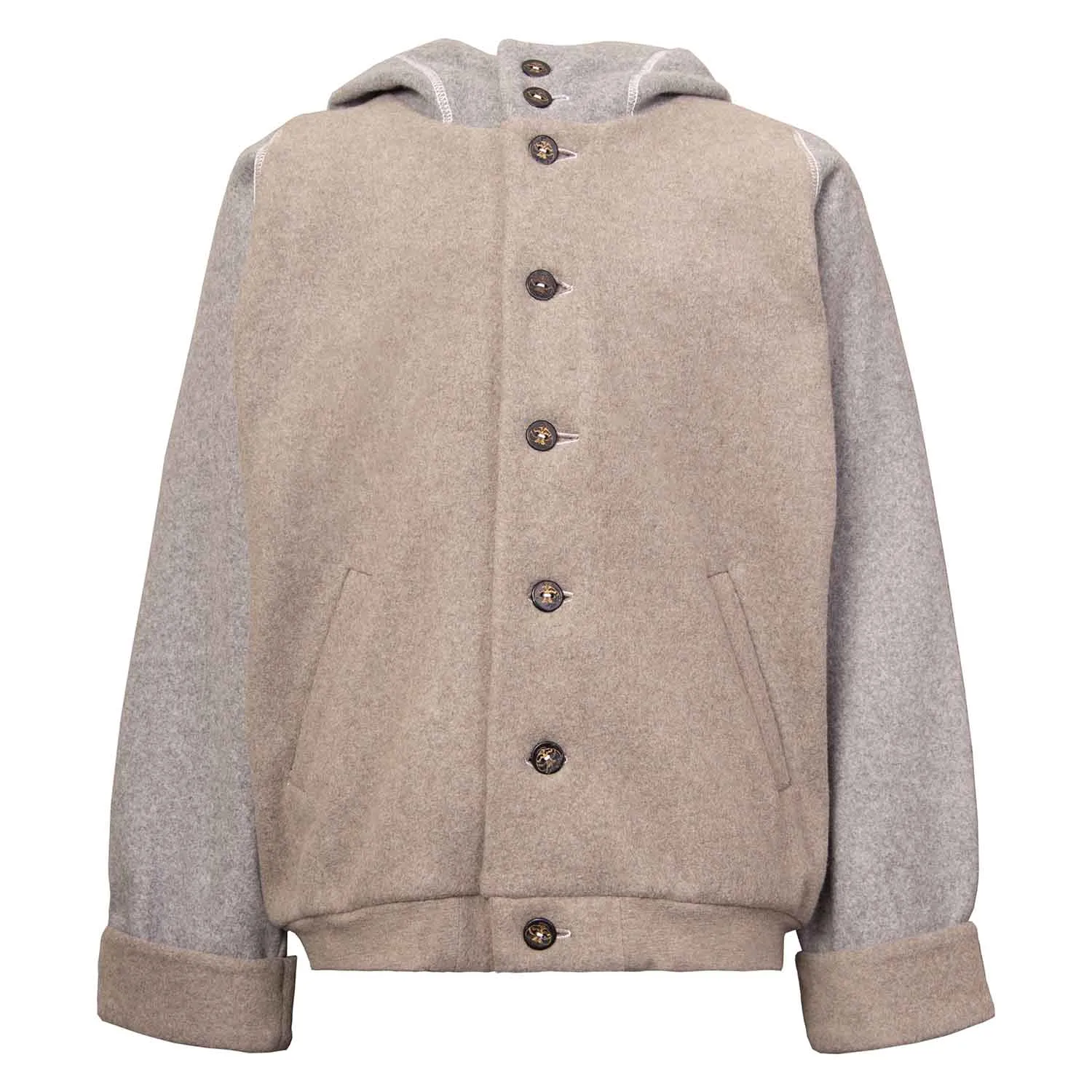 Beige fleece hoodie voor kinderen met eenhoornapplicatie