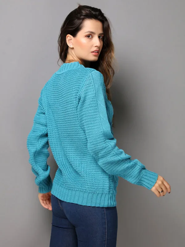 Blusa De Frio Feminina Em Tricot Com Tranças - Belly