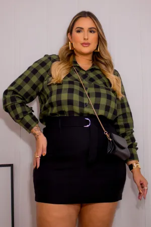 Camisa Xadrez Plus Size Stella Verde