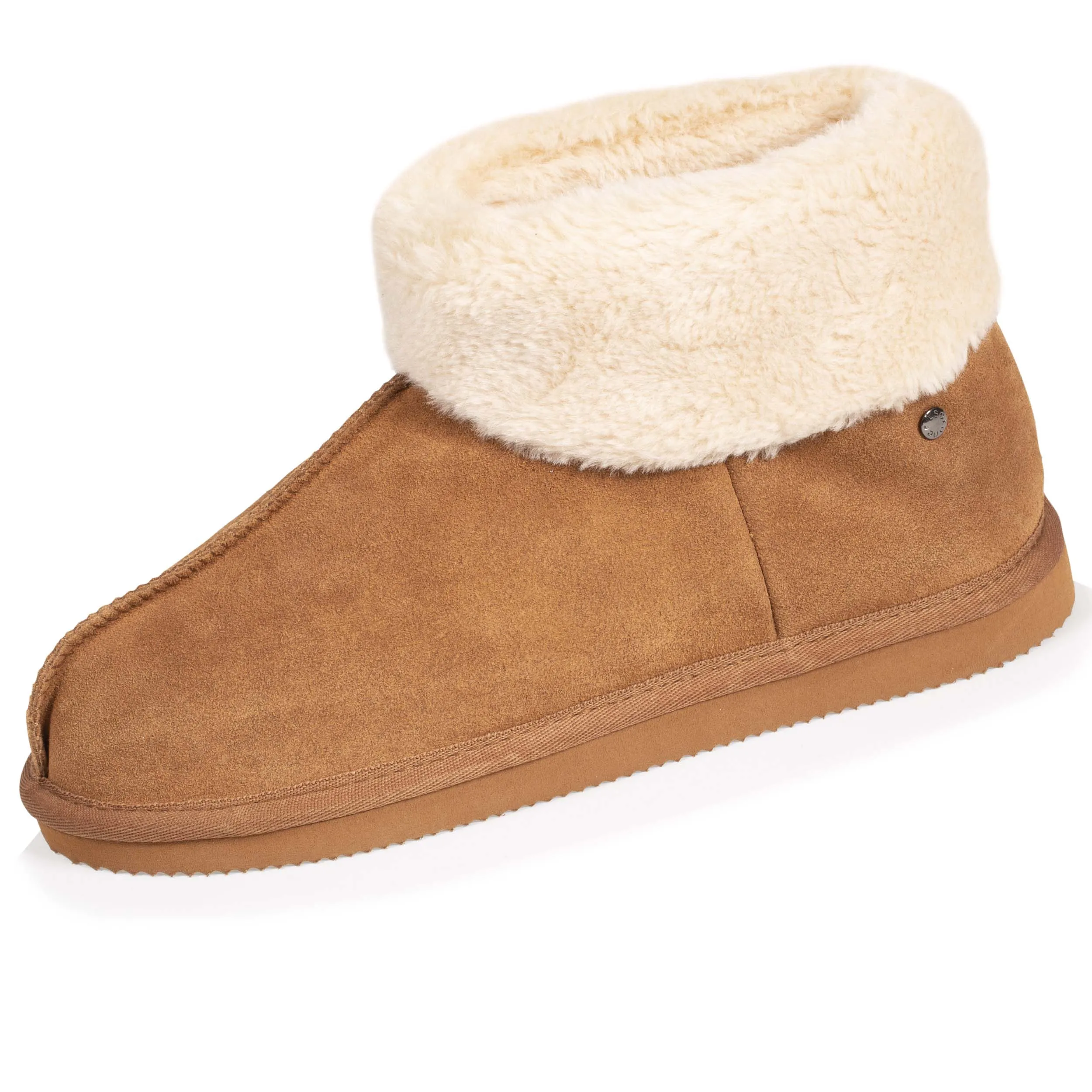 Chaussons bottillons fourrés Femme Camel