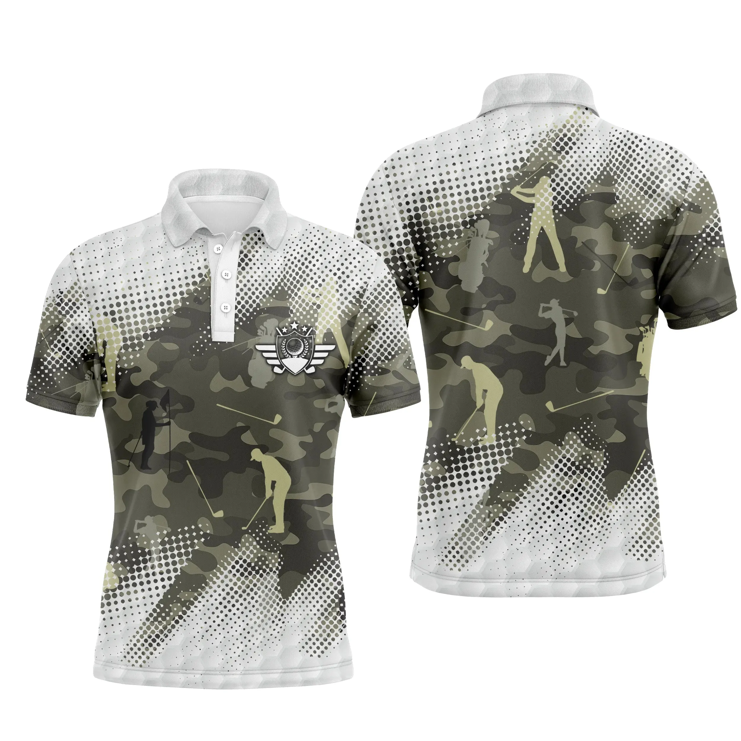 Chiptshirts - Polo de Sport, Idée Cadeau Original Pour Fan De Golf, Polo de Sport Homme Femme, Camouflage Golf - CTS25052220