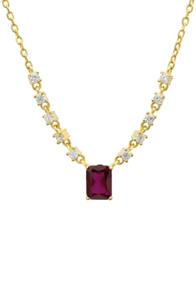 Claudia Gemstone Pendant Necklace Gold Ruby