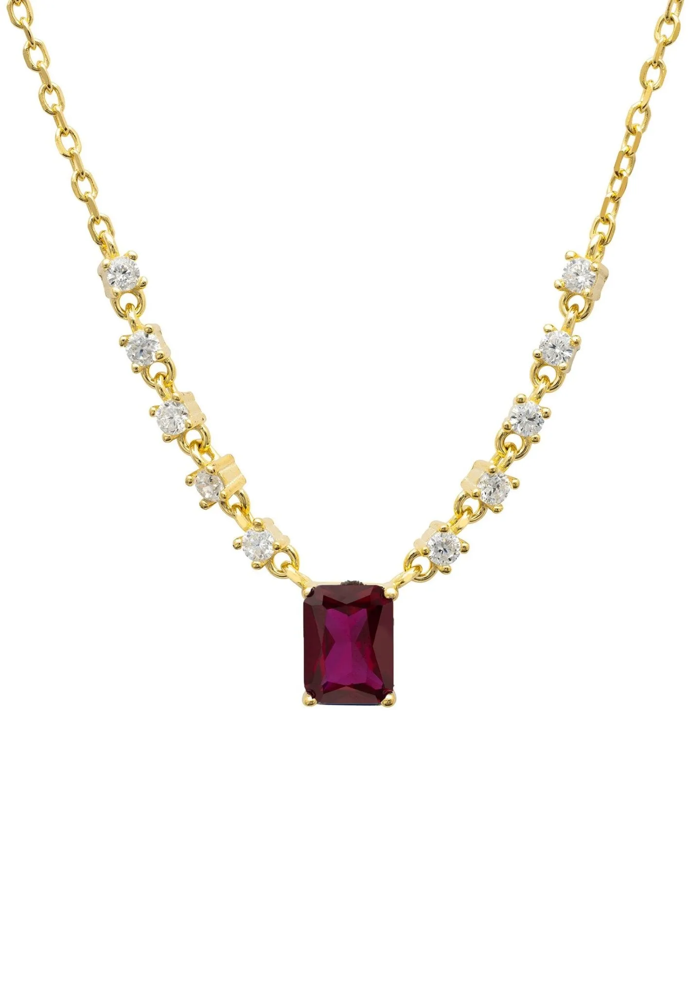 Claudia Gemstone Pendant Necklace Gold Ruby