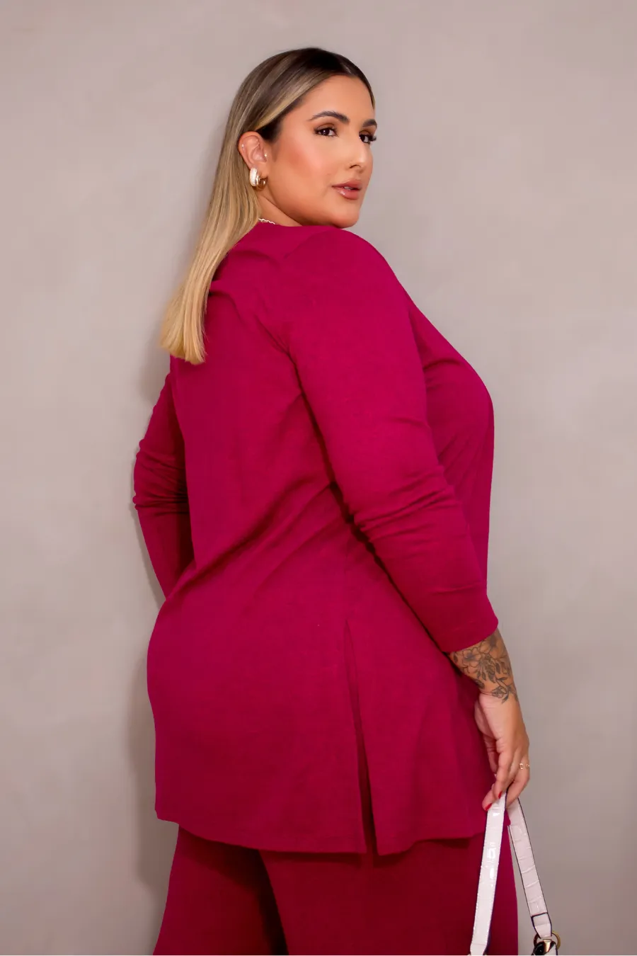 Conjunto Plus Size Três Peças Silvia Fúcsia