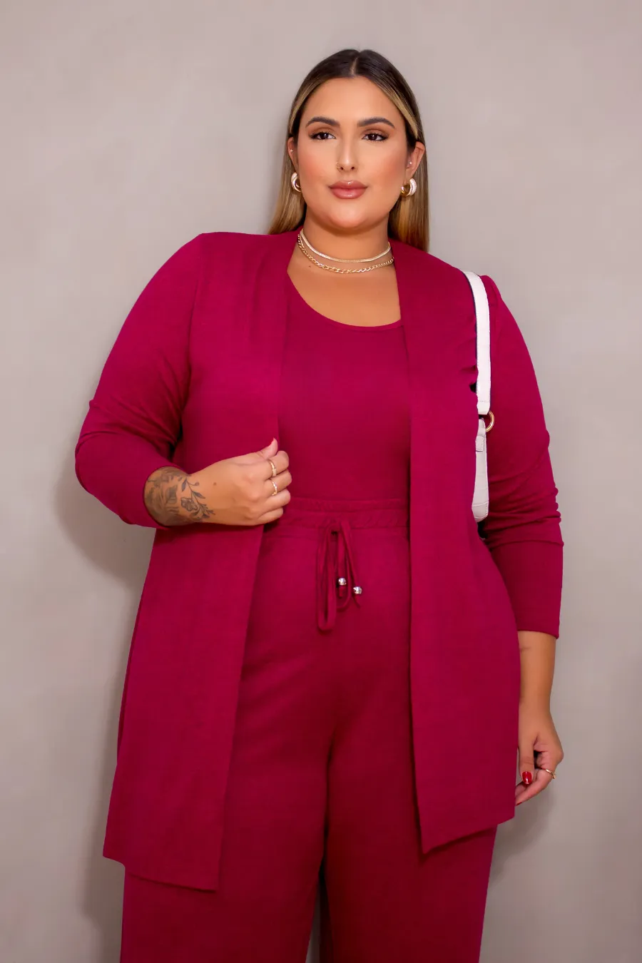 Conjunto Plus Size Três Peças Silvia Fúcsia