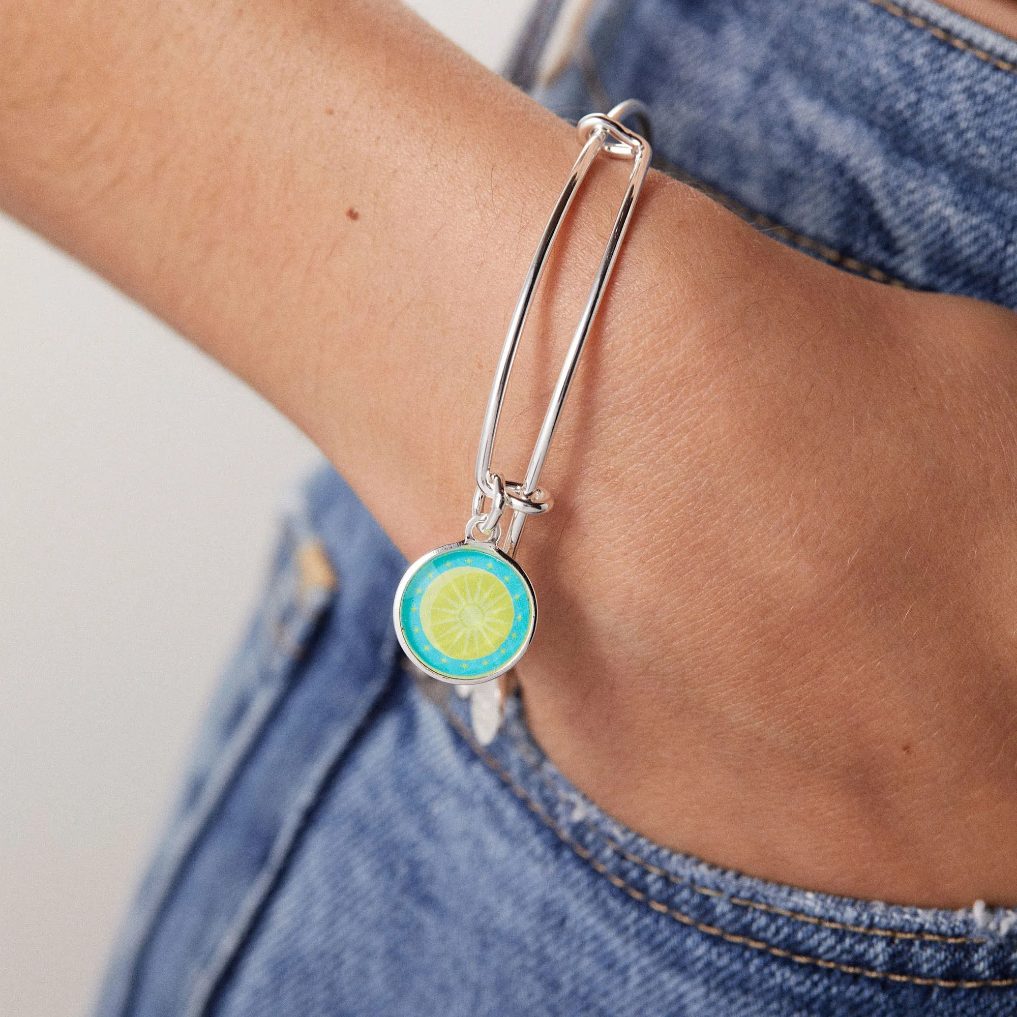 Crystal Cosmic Balance Charm Bangle Bracelet