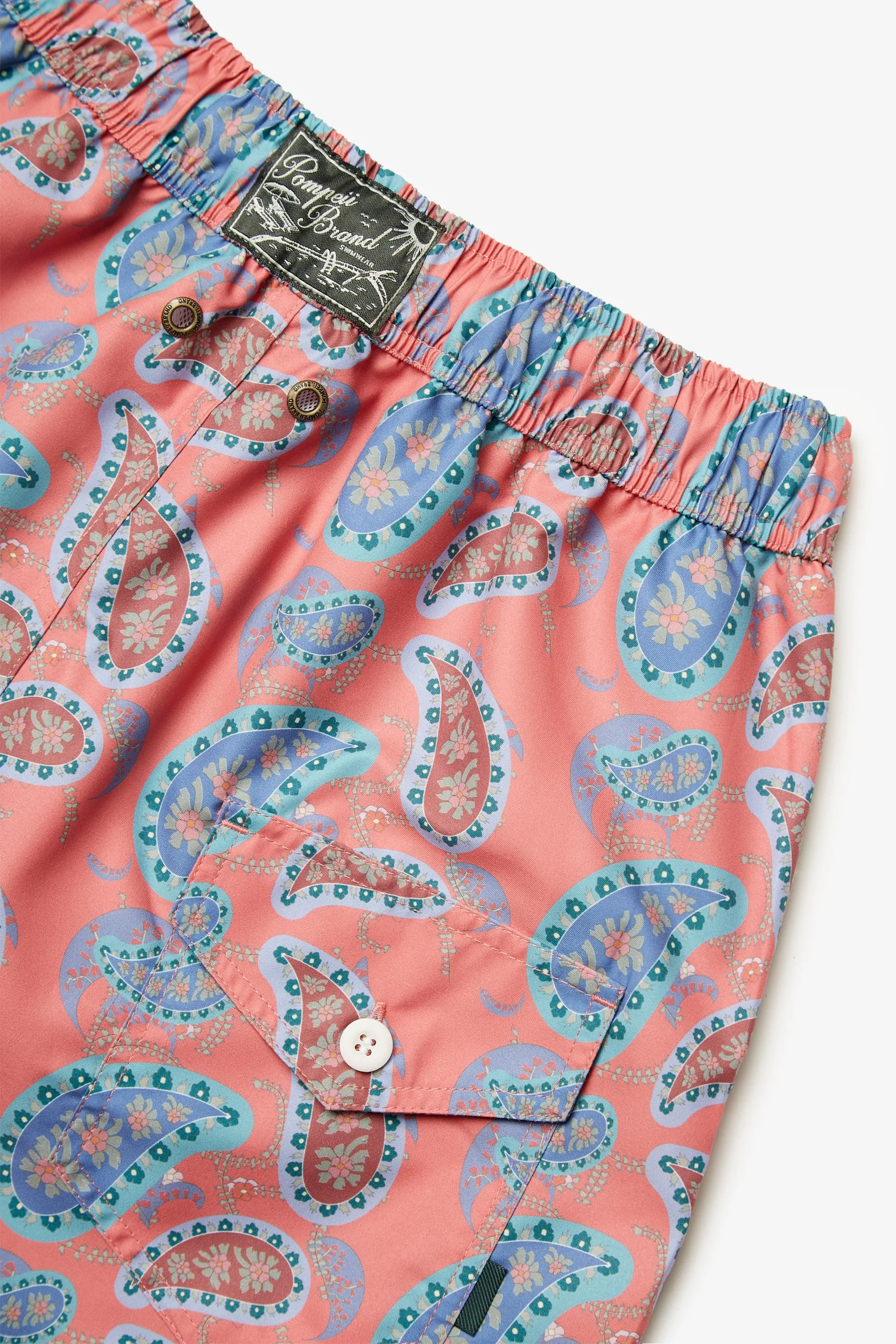 DARK PINK BIG PAISLEY SWIM TRUNKS