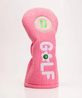 DM Corduroy GOLF Driver Cover Pink