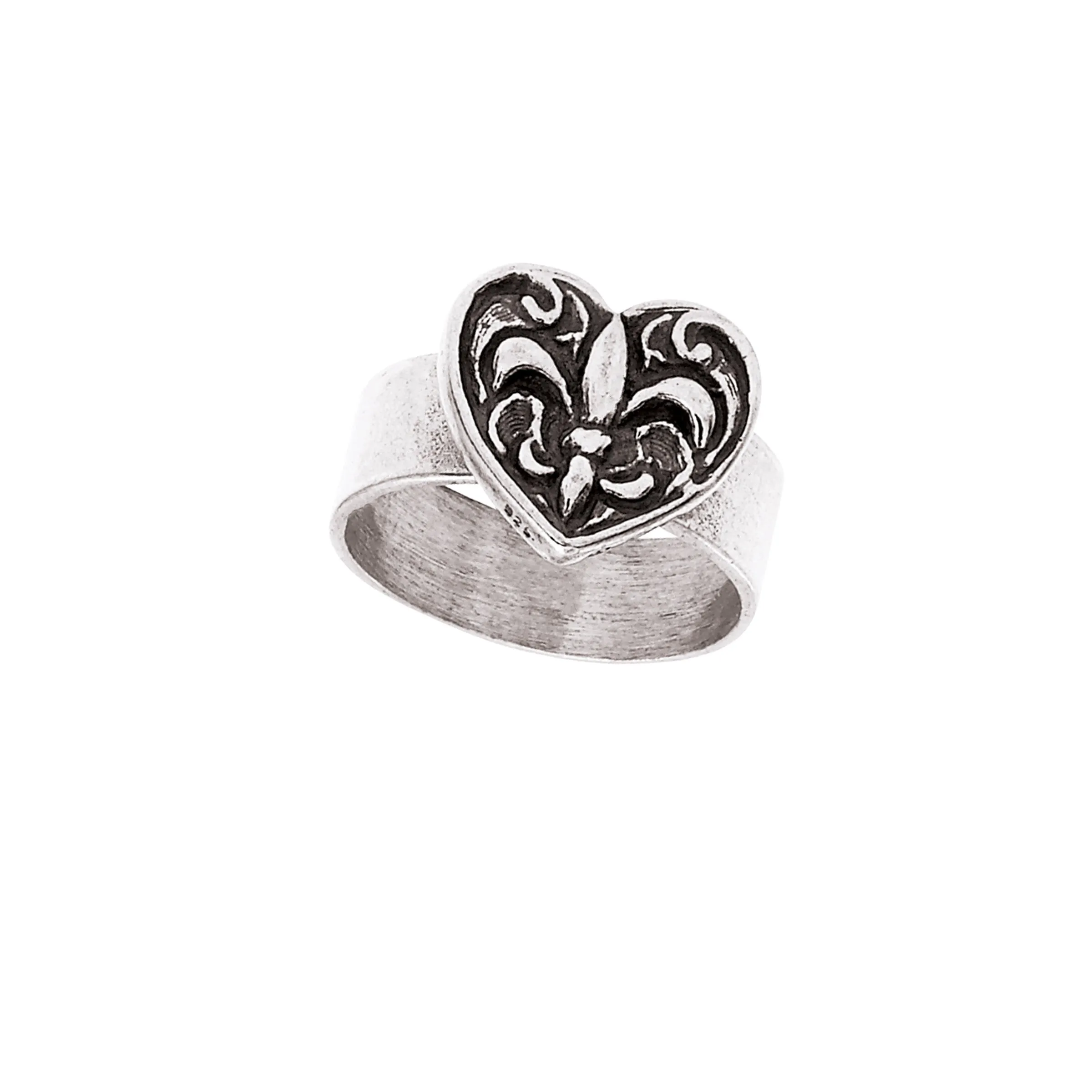 Fleur de Lis Heart Ring