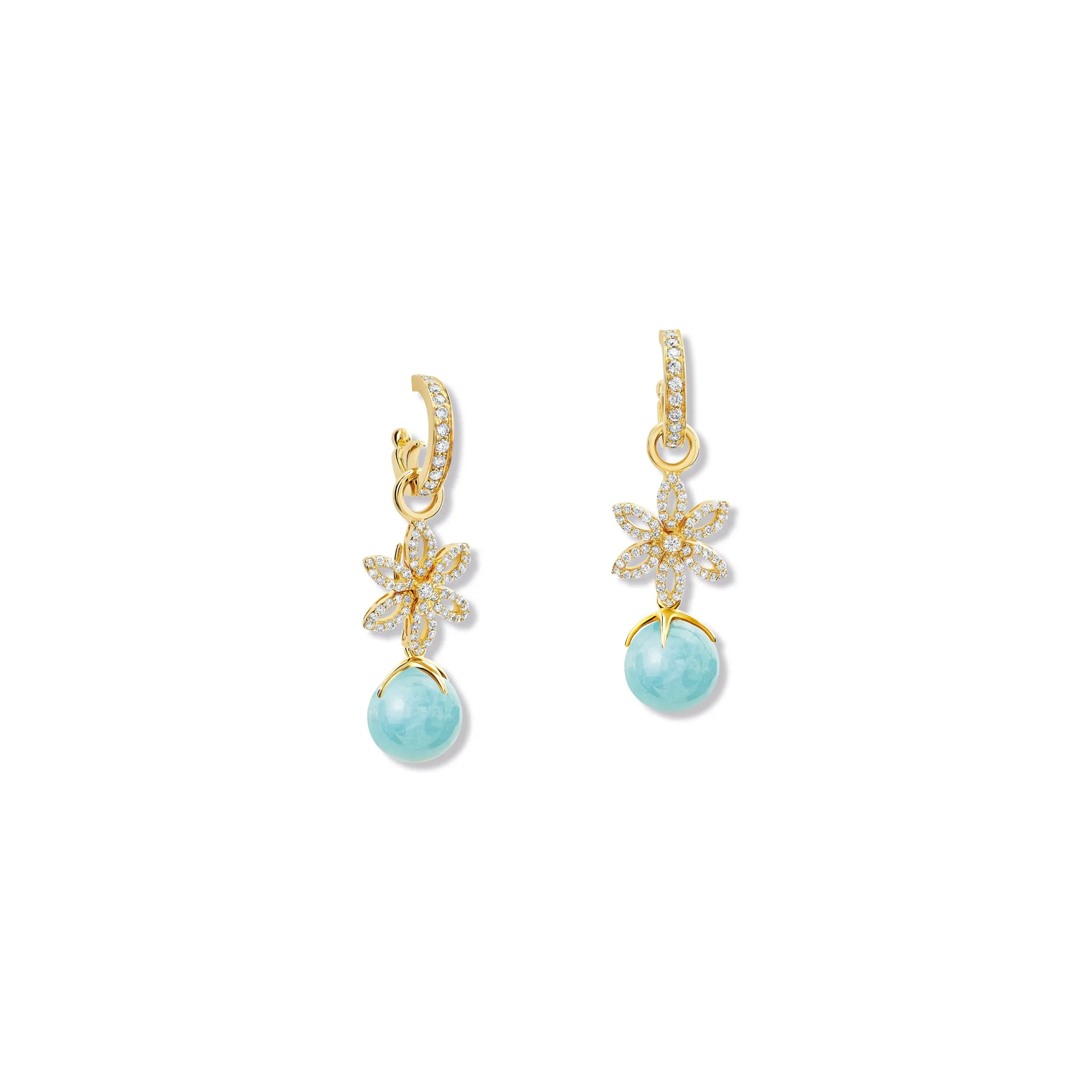 Fleur de Lys Earring Drops 18ct Yellow Gold - Diamond