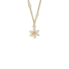 Fleur de Lys Small Necklace Pendant 18ct Yellow Gold - Diamond Pavé