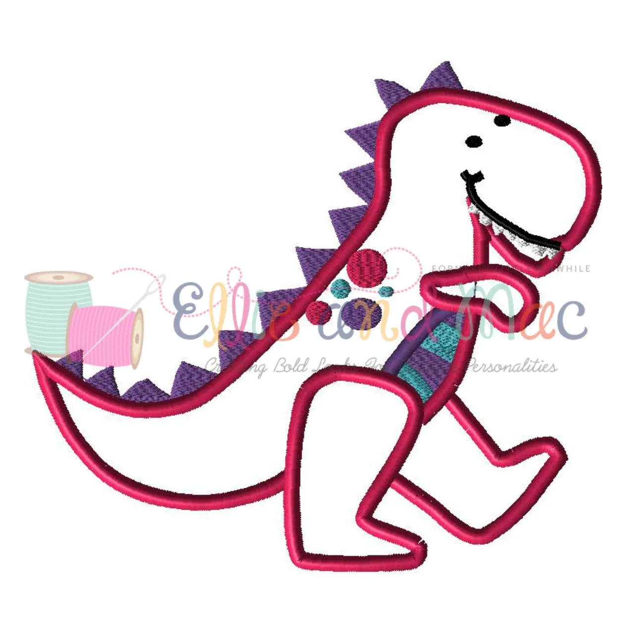 Girl Dinosaur Applique Design