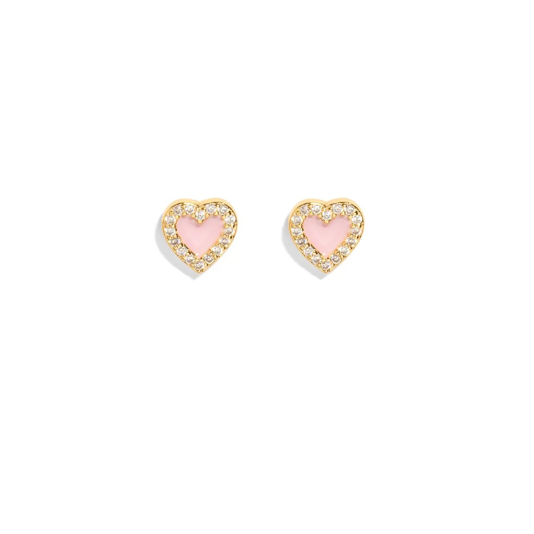 GLITTER PINK HEART STUDS