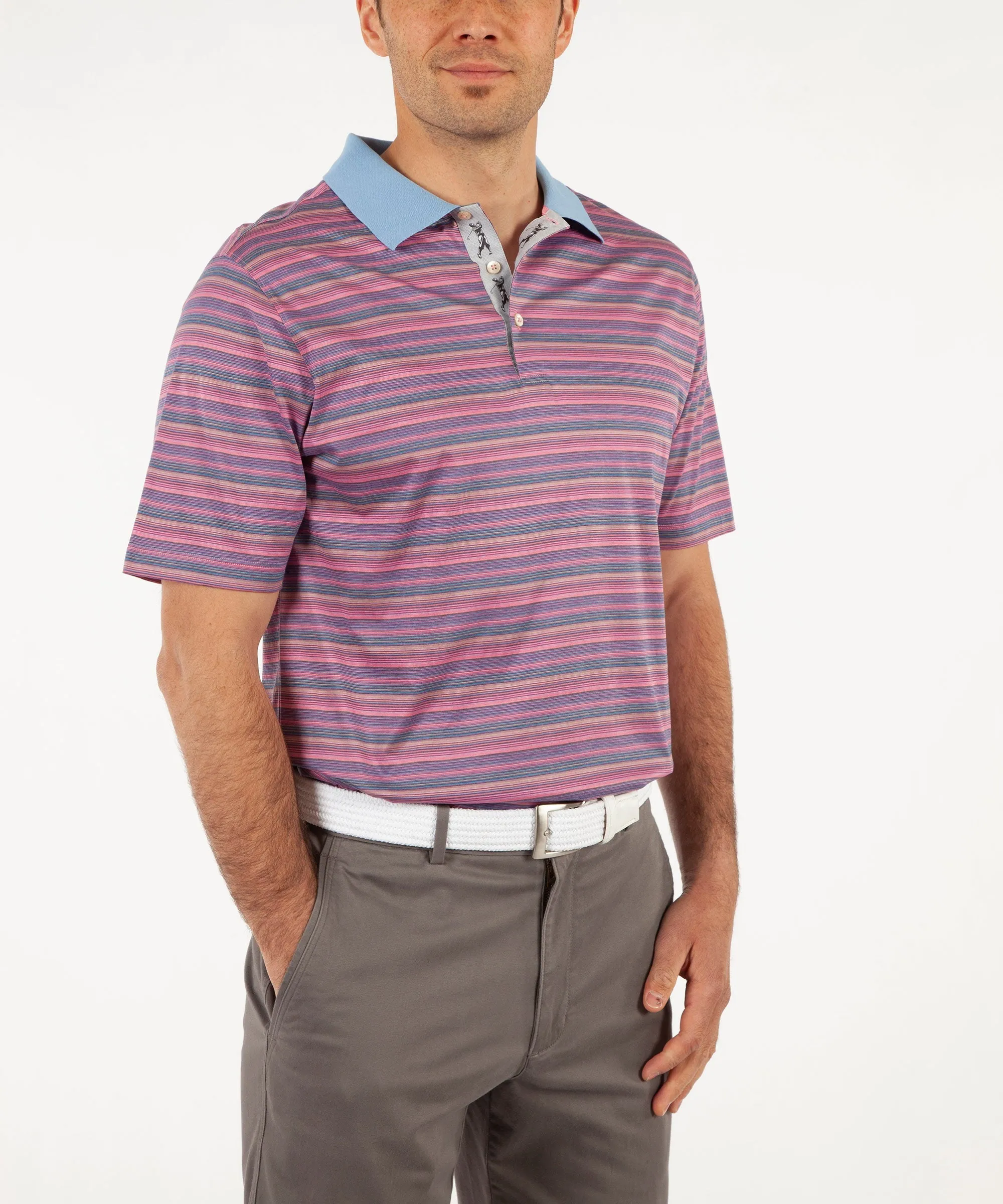 Heritage Luxe 100% Italian Cotton Jersey Multi-Stripe Polo Shirt