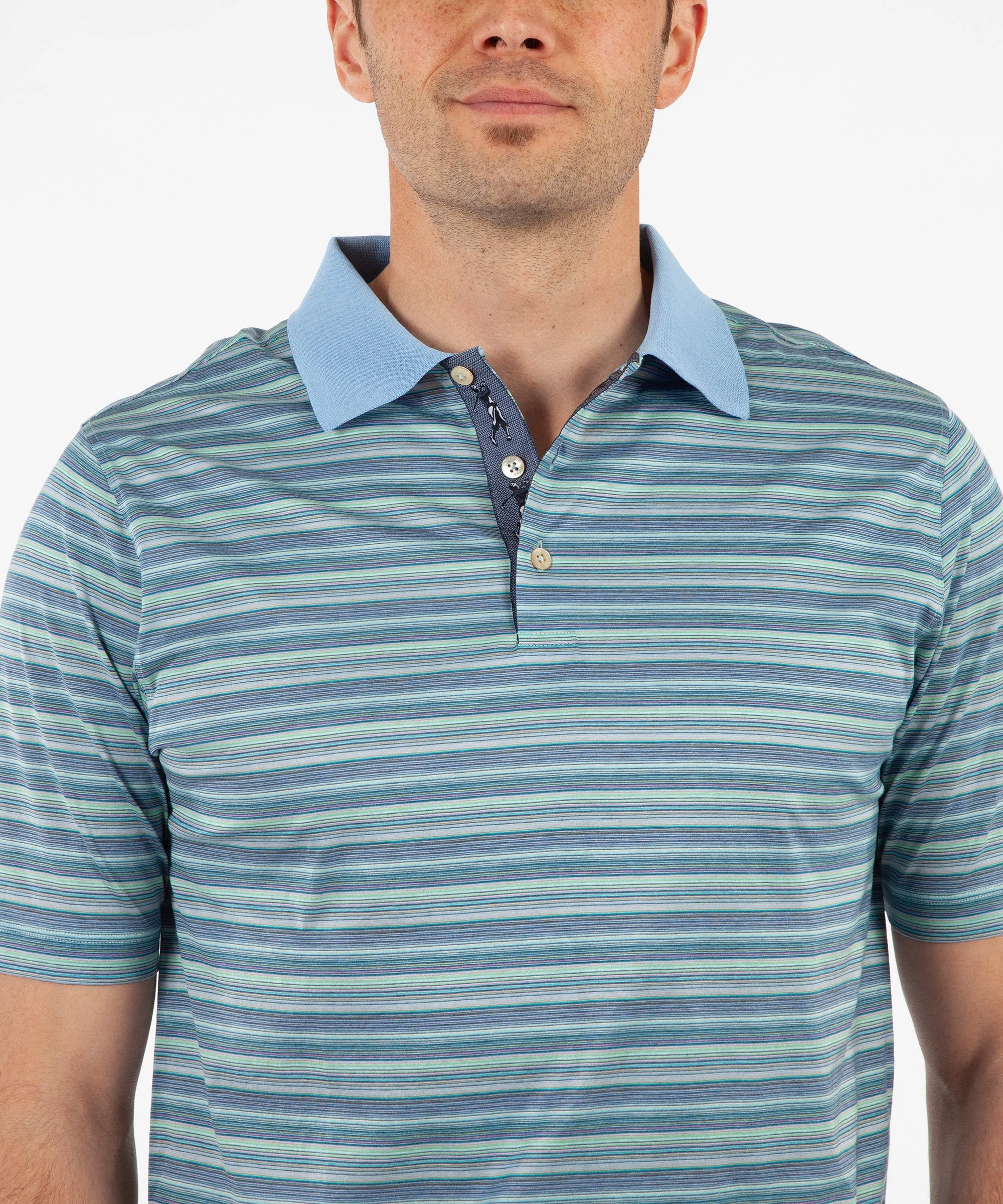 Heritage Luxe 100% Italian Cotton Jersey Multi-Stripe Polo Shirt