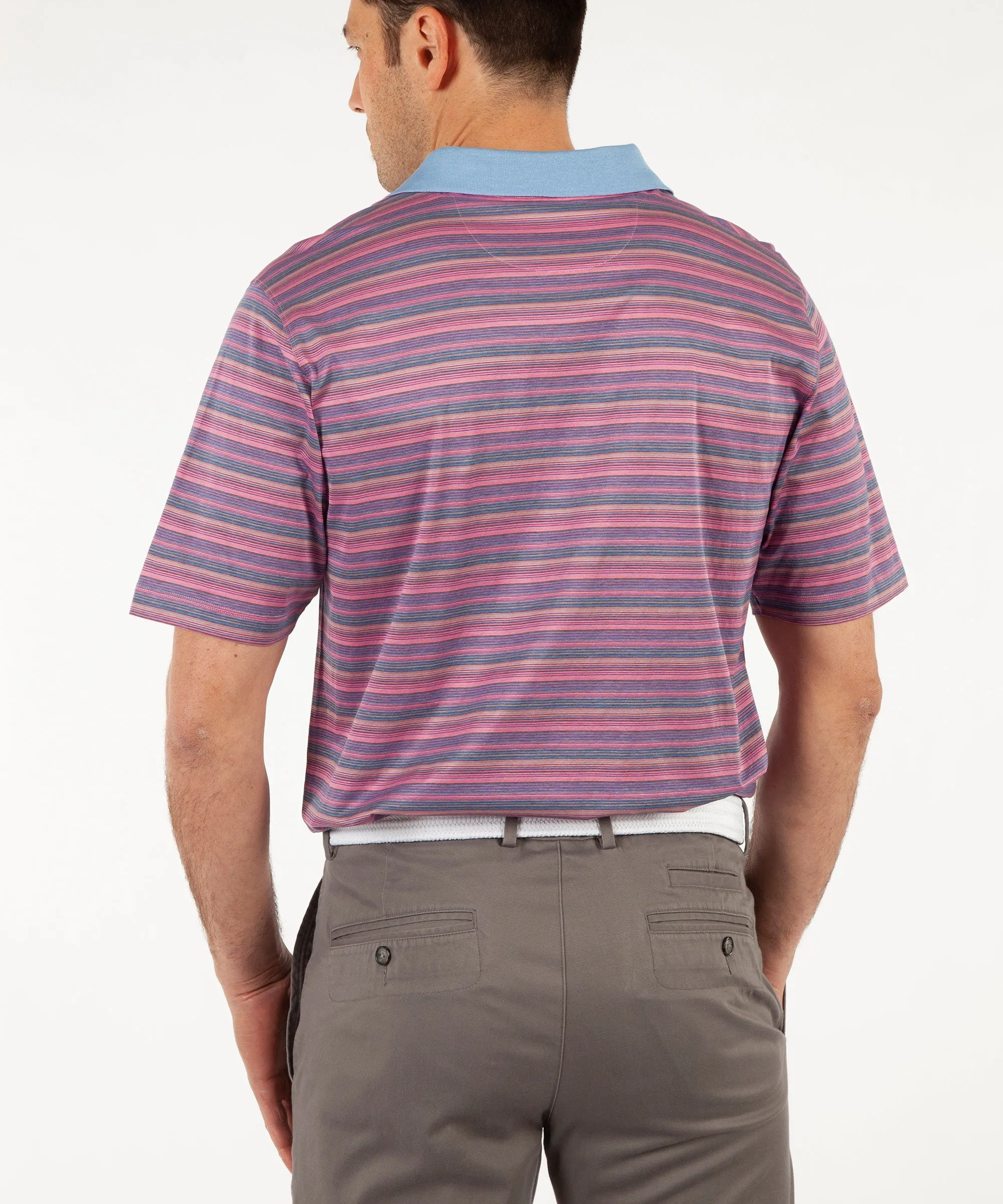 Heritage Luxe 100% Italian Cotton Jersey Multi-Stripe Polo Shirt