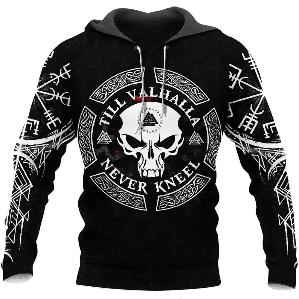 Hoodie Viking "Hoodie Crâne de Guerrier - Voyage jusqu'au Valhalla"