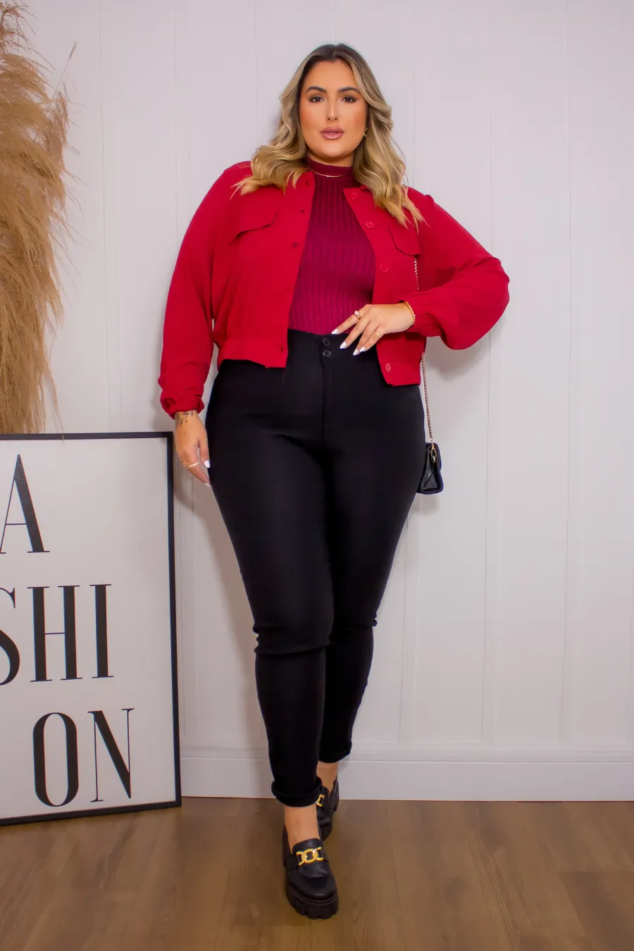 Jaqueta Plus Size Duna Eloa Bordô