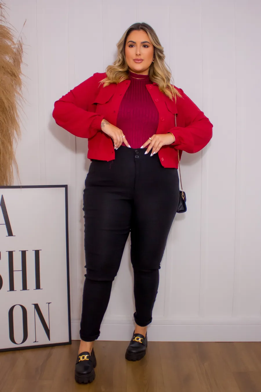 Jaqueta Plus Size Duna Eloa Bordô