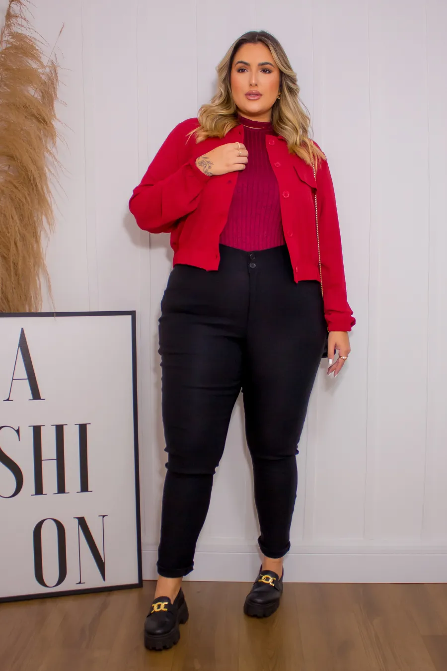 Jaqueta Plus Size Duna Eloa Bordô