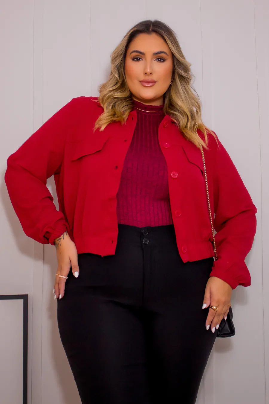 Jaqueta Plus Size Duna Eloa Bordô