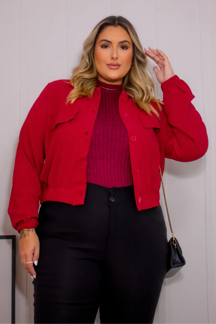 Jaqueta Plus Size Duna Eloa Bordô