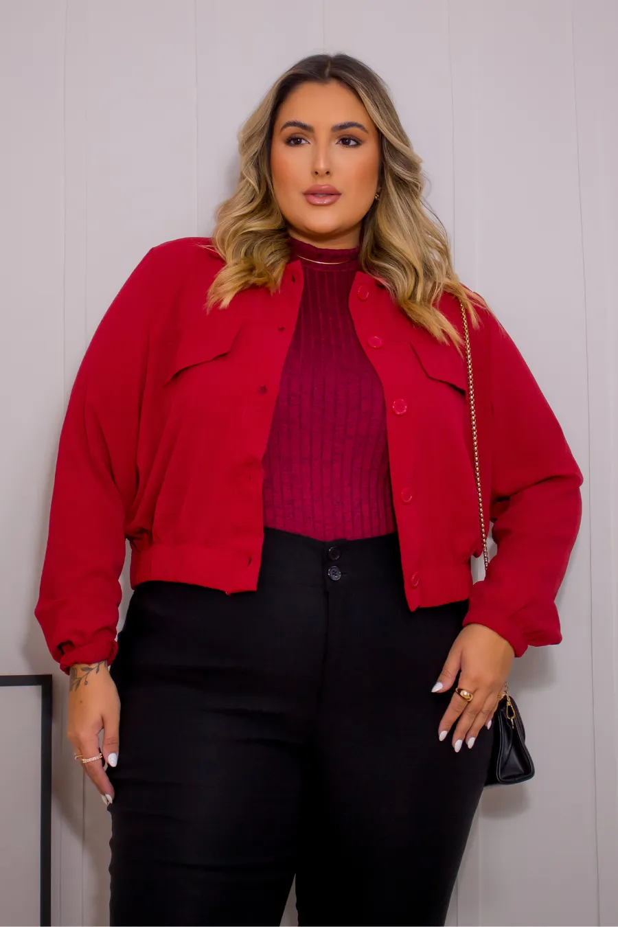 Jaqueta Plus Size Duna Eloa Bordô