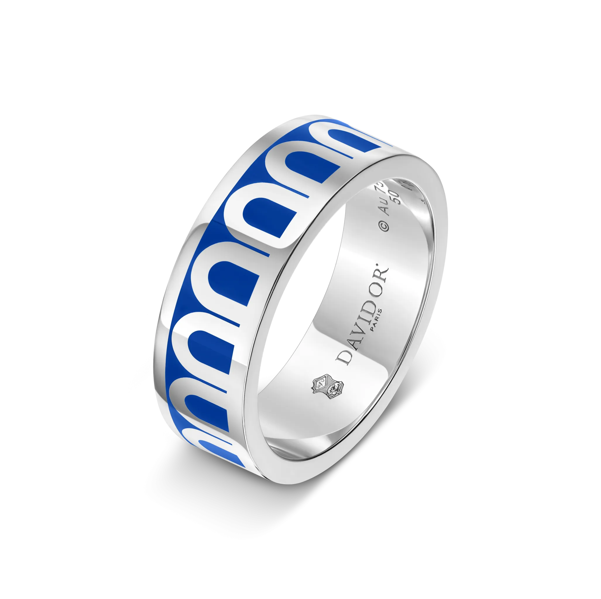 L'Arc de DAVIDOR Ring MM, 18k White Gold with Riviera Lacquered Ceramic