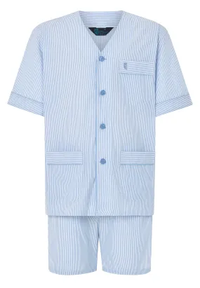 Pijama Hombre Corto Popelín Rayas - Azul 4912_30