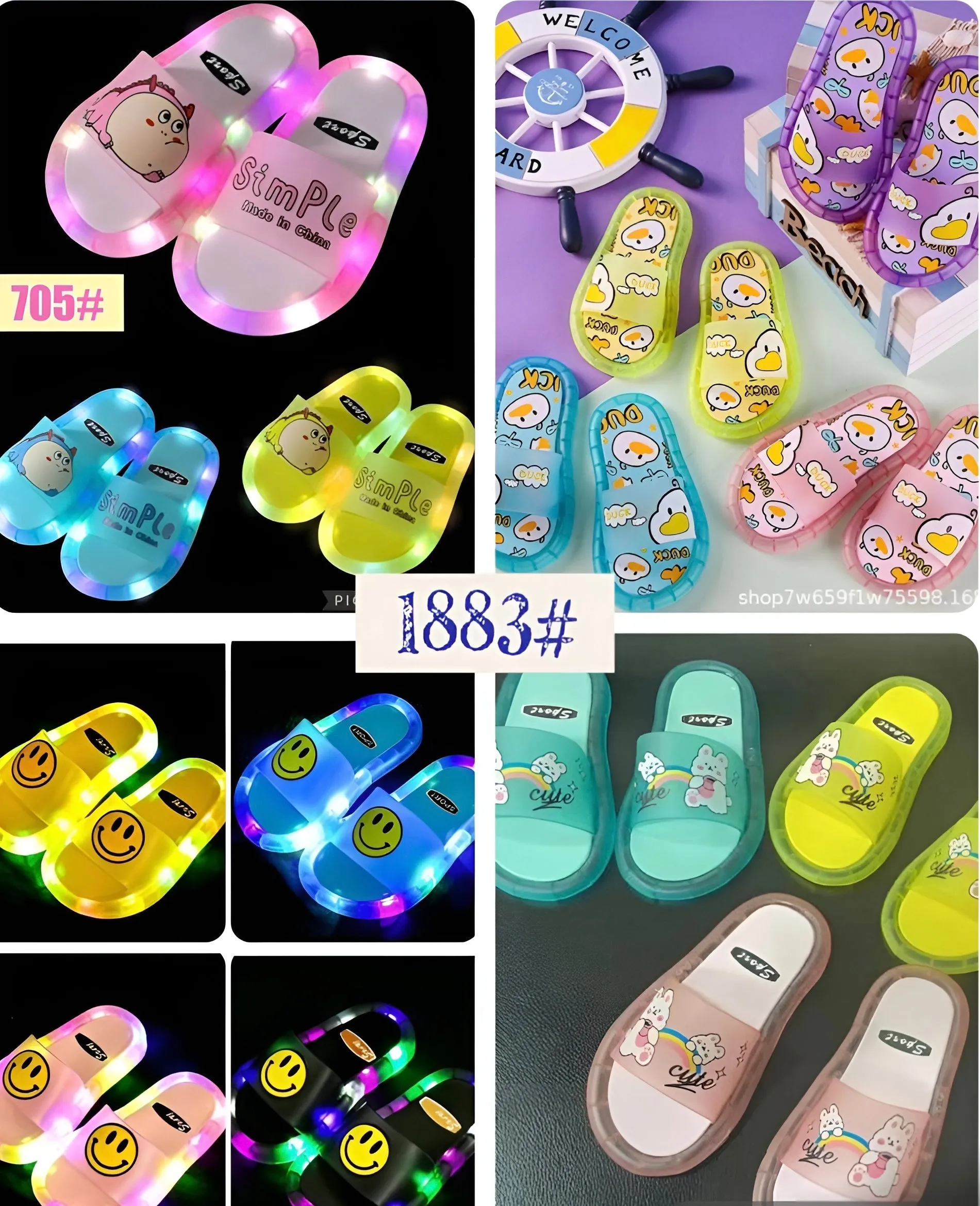 Sandalia  Kawaii con luz LED en 4 diseños únicos unisex kids