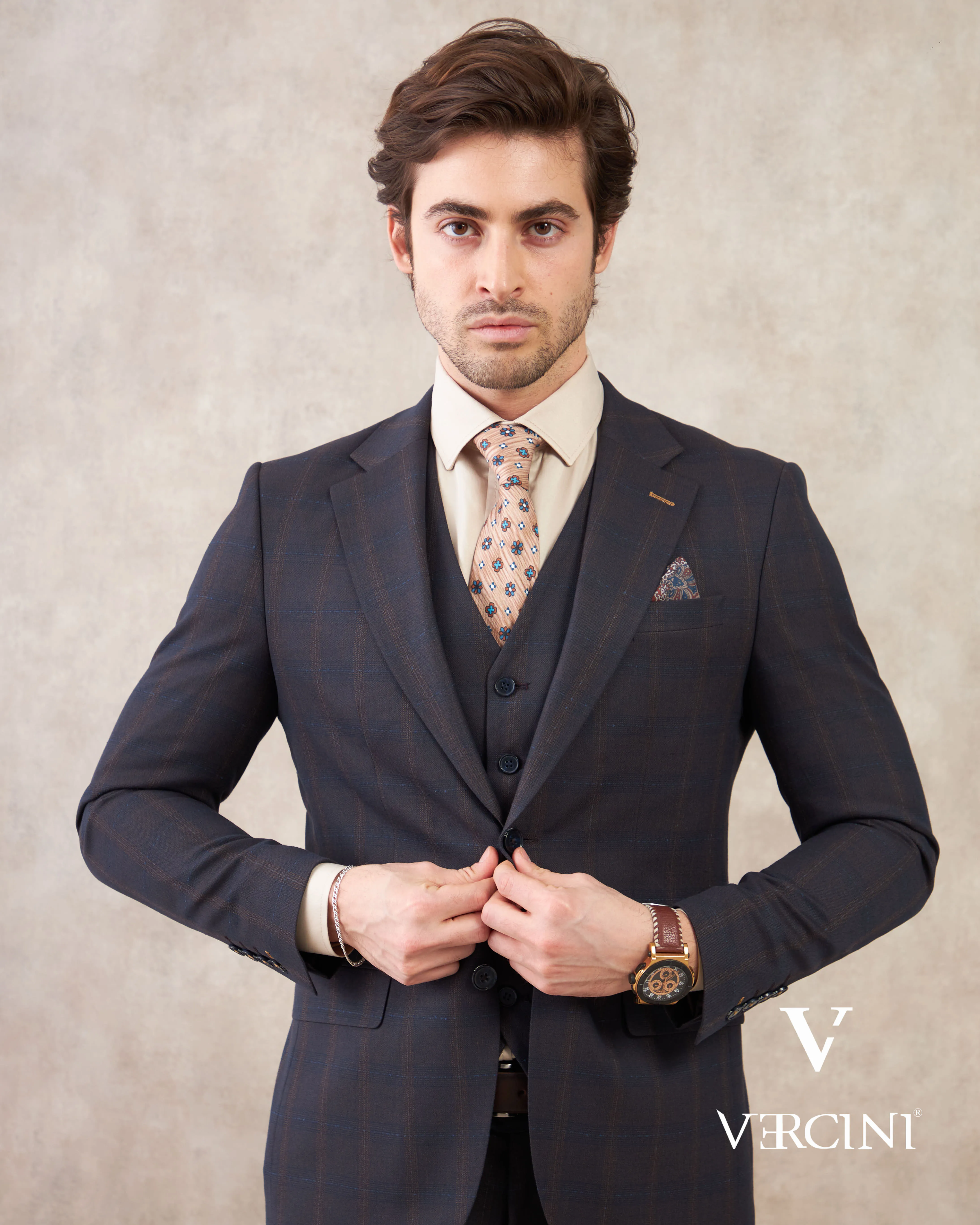 Vercini Regal Executive Three-Piece Men's Suit