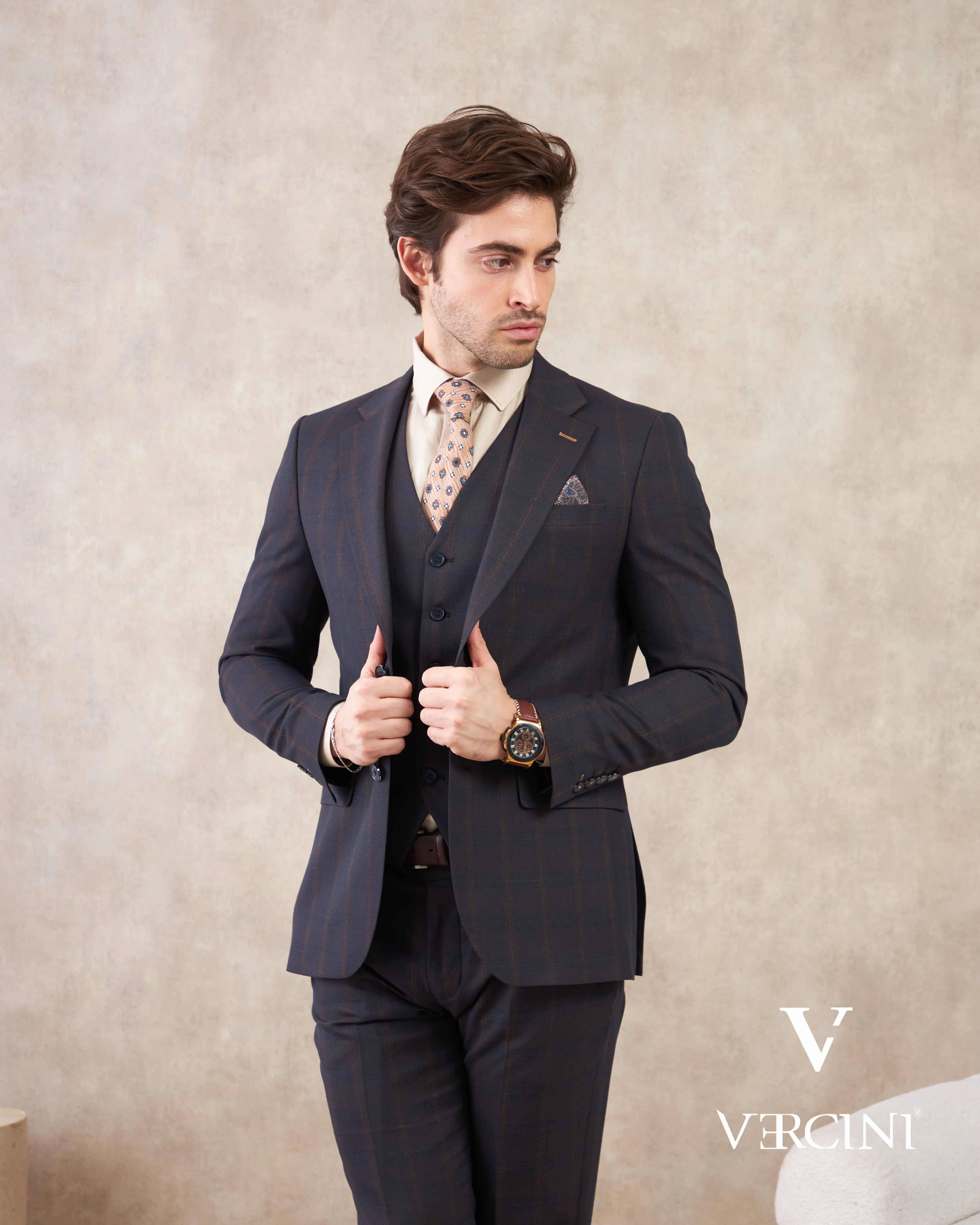 Vercini Regal Executive Three-Piece Men's Suit