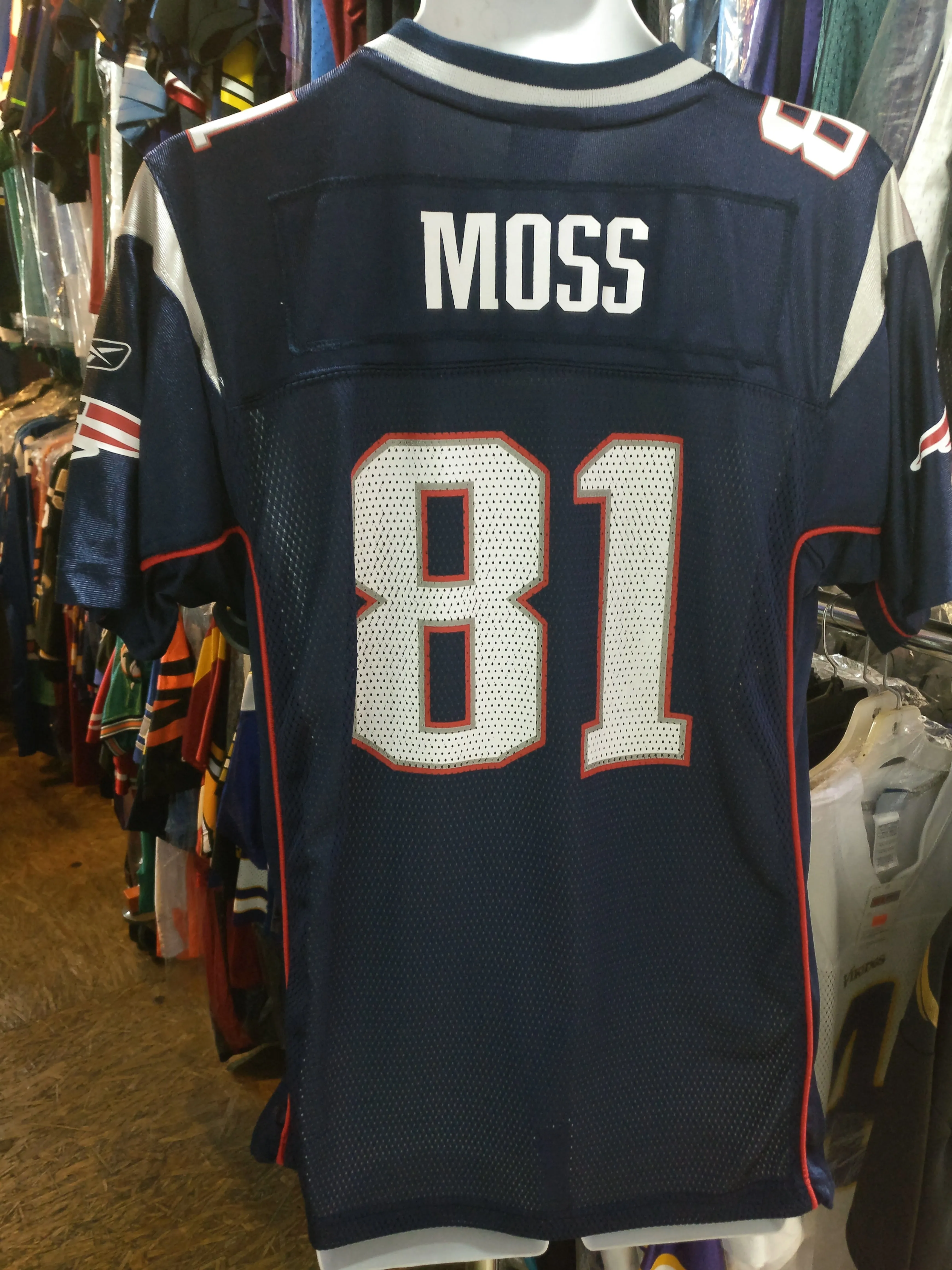 Vintage #81 RANDY MOSS New England Patriots NFL Reebok Jersey YXL