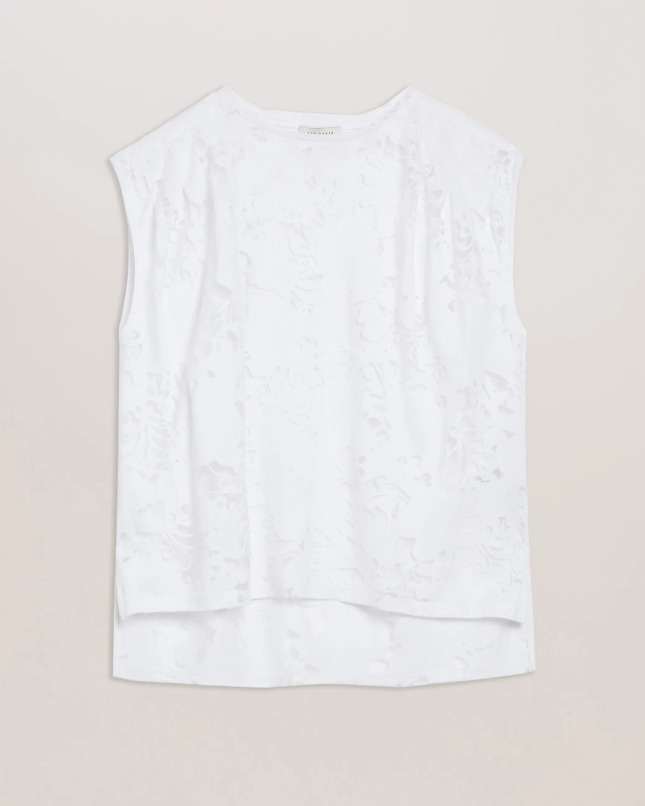 Vleena Printed Burnout Vest Top White