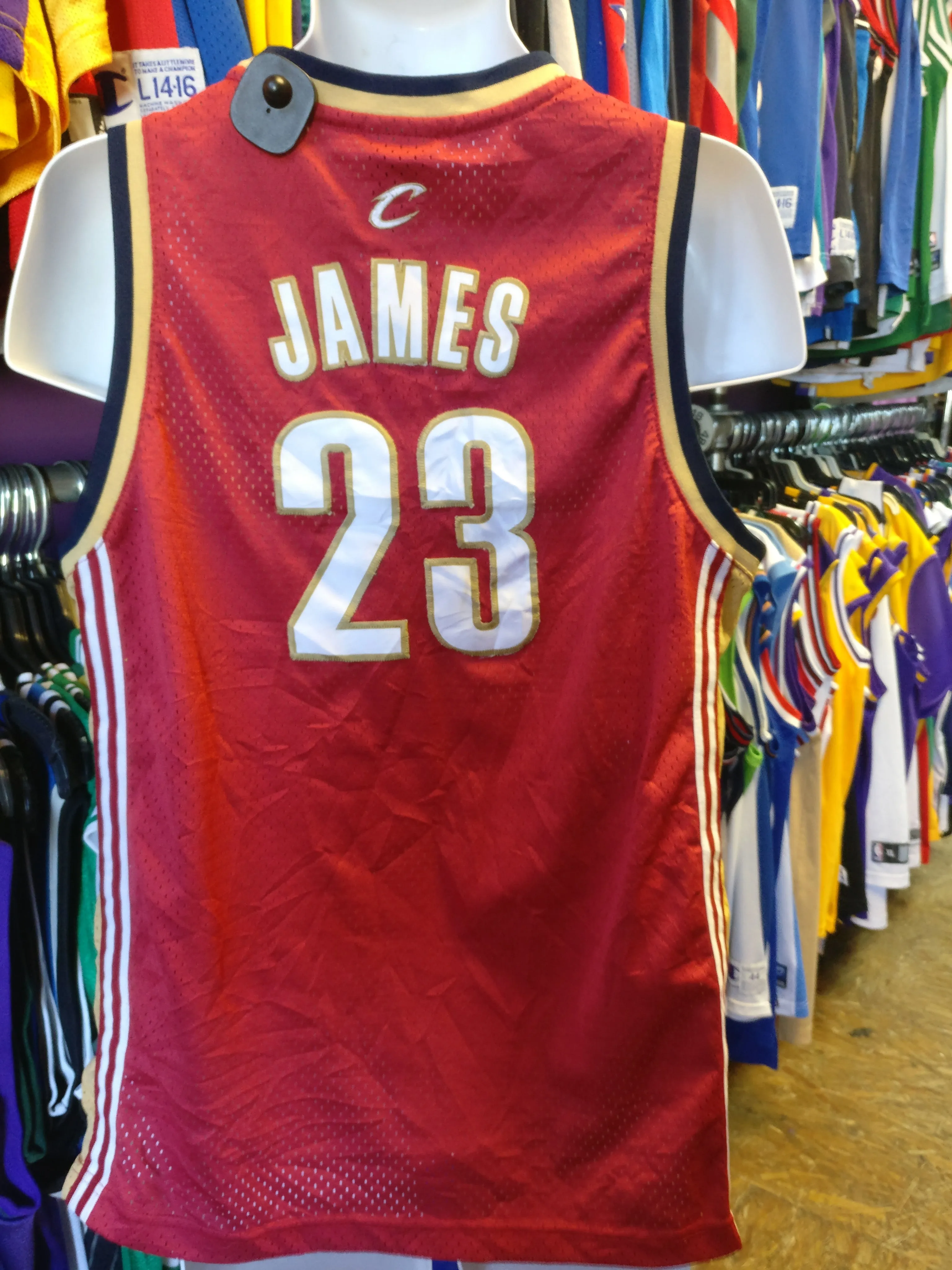 Vtg#23 LEBRON JAMES Cleveland Cavaliers NBA Reebok Authentic JerseyYXL