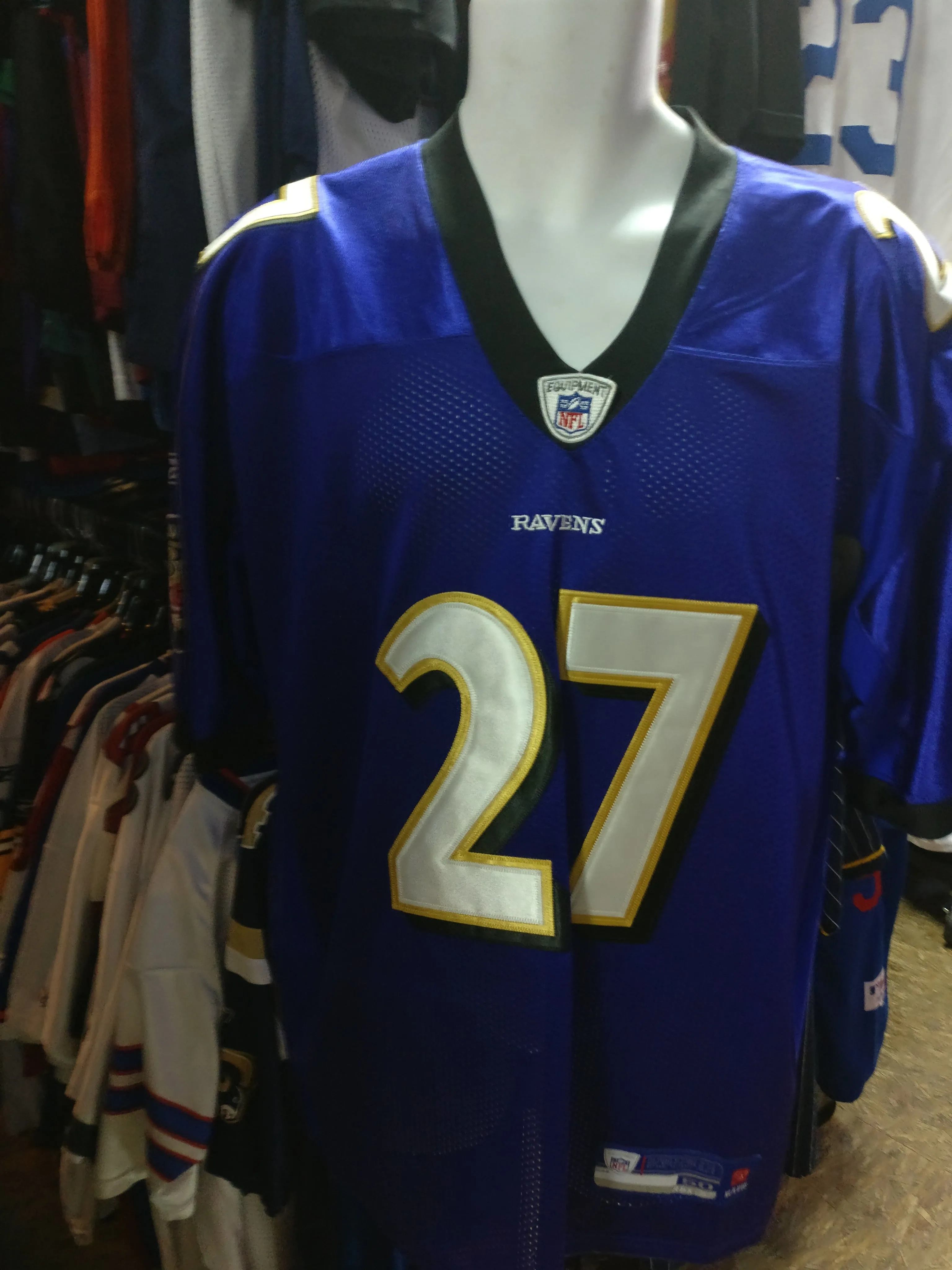 Vtg#27RAY RICE Baltimore Ravens NFL Reebok Authentic Jersey50Deadstock