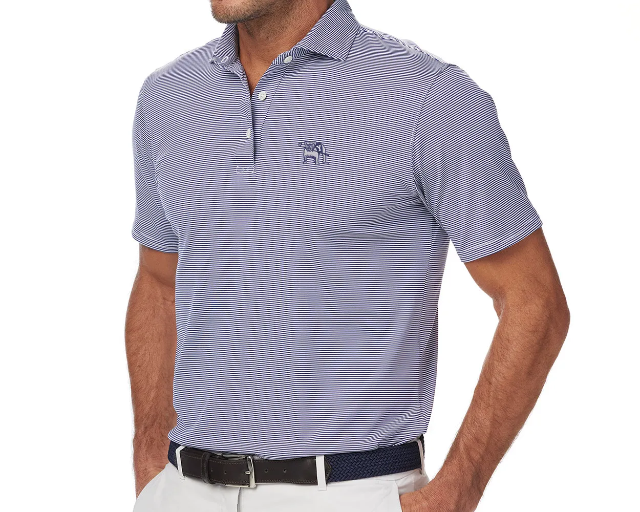 Yale Golf Course Perkins Shirt: Navy & White